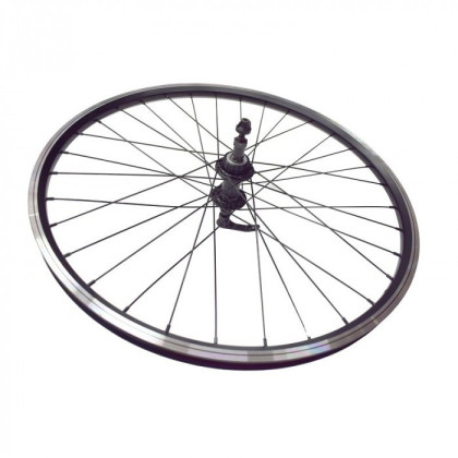 Колесо в сборе, 20", Заднее, WZ-201RQR, 28 отв., 130 мм, 10 мм (эксц), V-Brake, Под трещётку 6/7 ск., Двустеночный, Forward DW