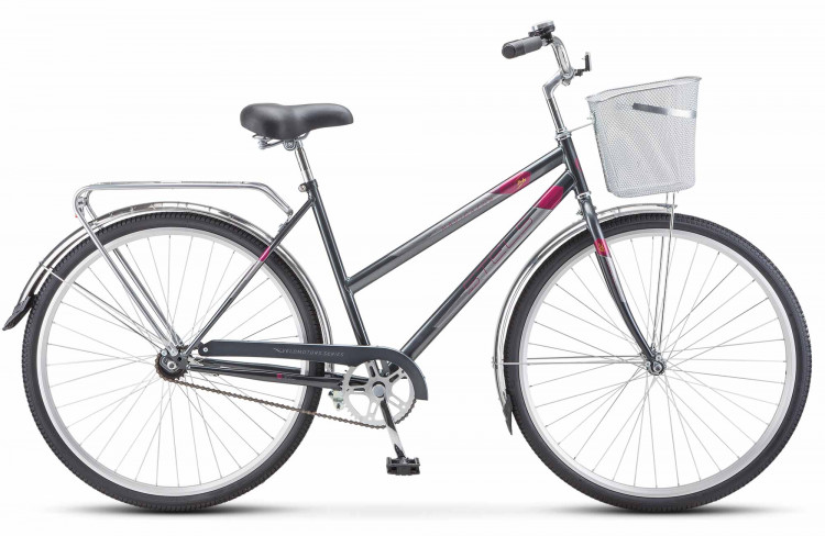 Велосипед STELS Navigator-300 Lady (28", рост 20", Серебристый), арт. Z010 с корзинкой