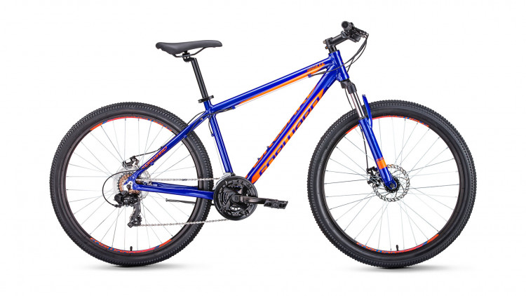 велосипед FORWARD APACHE 27,5 2.0 disc (27,5" 21 ск. рост 19") синий / оранжевый 2019