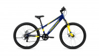 велосипед FORWARD RISE 24 2.0 disc (24" 7 ск.) 2019-2020, темно-синий/желтый