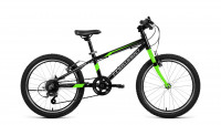 Велосипед FORWARD RISE 20 2.0 (20" 7 ск. рост. 10.5") 2022, черный/ярко-зеленый