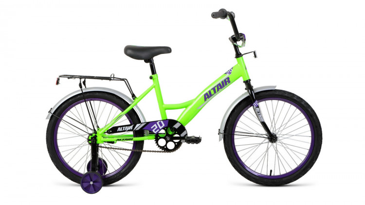 Велосипед ALTAIR KIDS 20 (20" 1 ск. рост. 13") 2022, ярко-зеленый/фиолетовый
