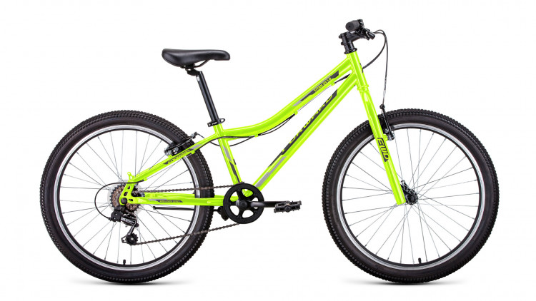 Велосипед FORWARD TITAN 24 1.0 (24" 6 ск. рост. 12") 2022, ярко-зеленый/темно-серый