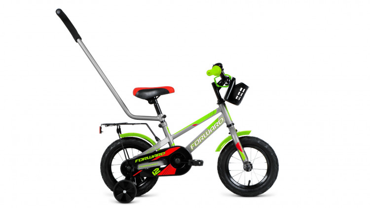 велосипед FORWARD METEOR 12 (12" 1 ск.) 2019-2020, серый/зеленый