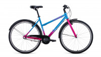 Велосипед FORWARD CORSICA 28 (28" 3 ск. рост. 500 мм) 2020-2021, голубой/розовый