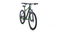 Велосипед FORWARD APACHE 27,5 2.0 D (27,5" 21 ск. рост. 17") 2022, черный матовый/ярко-зеленый