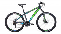 велосипед FORWARD FLASH 26 2.0 disc (26" 21 ск. рост 17") 2019-2020, серый/светло-зеленый мат.
