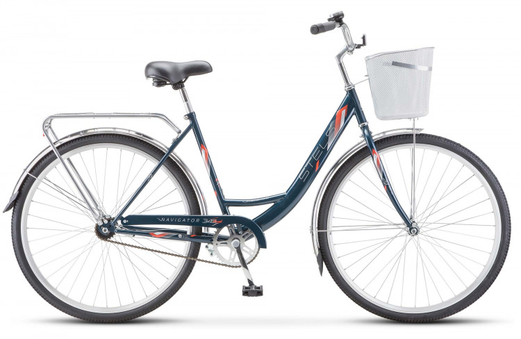 Велосипед STELS Navigator-345 C (28", рост 20", Темно-зеленый), арт. Z010 с корзинкой