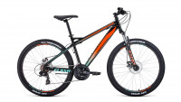 велосипед FORWARD FLASH 26 2.0 disc (26" 21 ск. рост 17") 2019-2020, черный/оранжевый