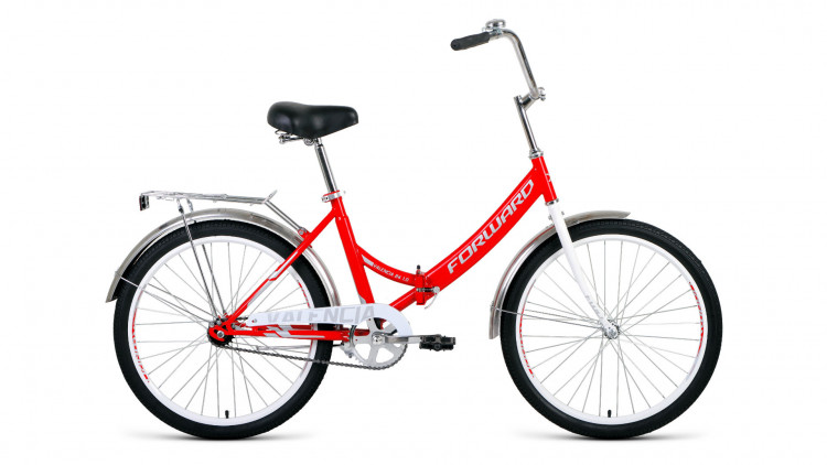 Велосипед FORWARD VALENCIA 24 1.0 (24" 1 ск. рост 16" скл.) 2020-2021, красный/серый