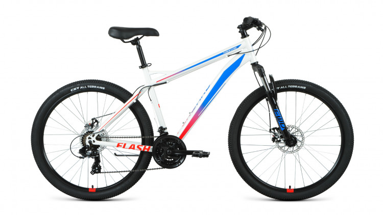 Велосипед FORWARD FLASH 26 2.2 S disc (26" 21 ск. рост. 19") 2020-2021, белый/голубой