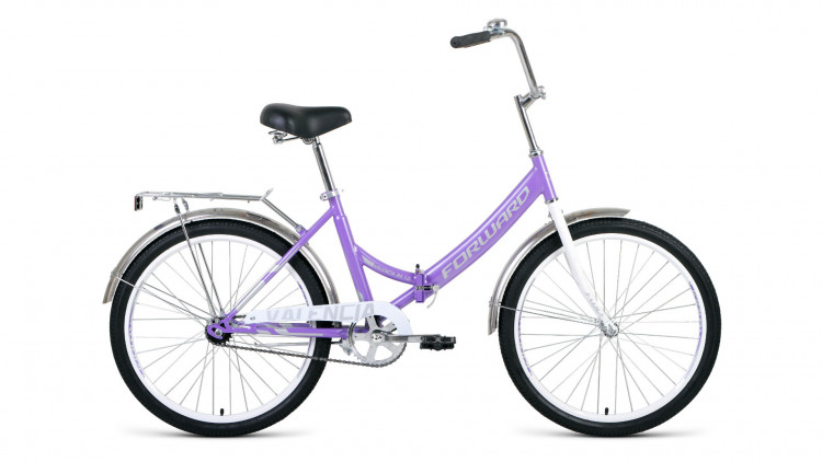 Велосипед FORWARD VALENCIA 24 1.0 (24" 1 ск. рост 16" скл.) 2020-2021, фиолетовый/серый, RBKW1YF41010