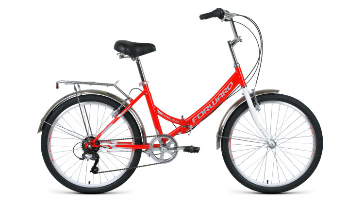 Велосипед FORWARD VALENCIA 24 2.0 (24" 6 ск. рост 16" скл.) 2020-2021, красный/серый, RBKW1C246003