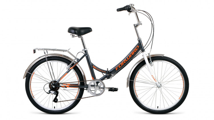Велосипед FORWARD VALENCIA 24 2.0 (24" 6 ск. рост 16" скл.) 2020-2021, темно-серый/бежевый