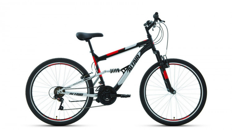 Велосипед ALTAIR MTB FS 26 1.0 (26" 18 ск. рост 18") 2020-2021, черный/красный УЦ