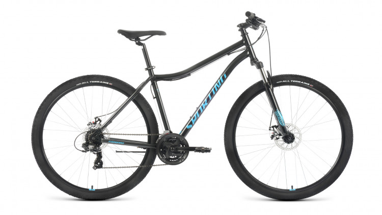 Велосипед FORWARD SPORTING 29 2.2 D (29" 21 ск. рост. 17") 2022, черный/бирюзовый
