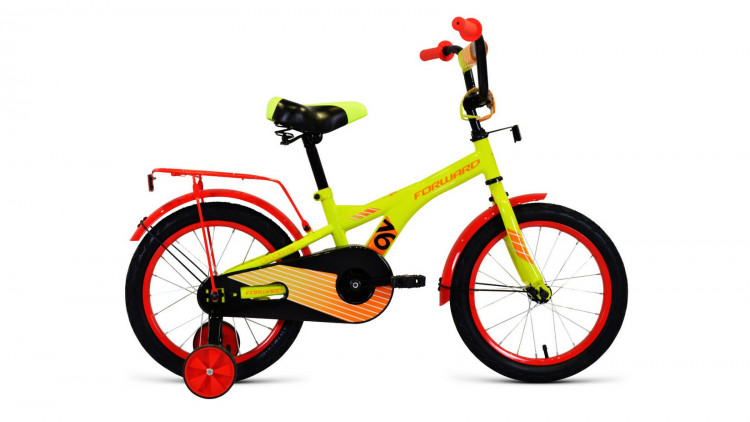 Велосипед FORWARD CROCKY 16 (16" 1 ск.) 2022, зеленый/оранжевый