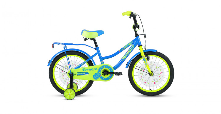 Велосипед FORWARD FUNKY 18 (18" 1 ск.) 2020-2021, голубой/ярко-зеленый УЦ