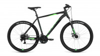 Велосипед FORWARD APACHE 27,5 2.2 S disc (27,5" 21 ск. рост 15") 2020-2021, черный матовый/ярко-зеленый