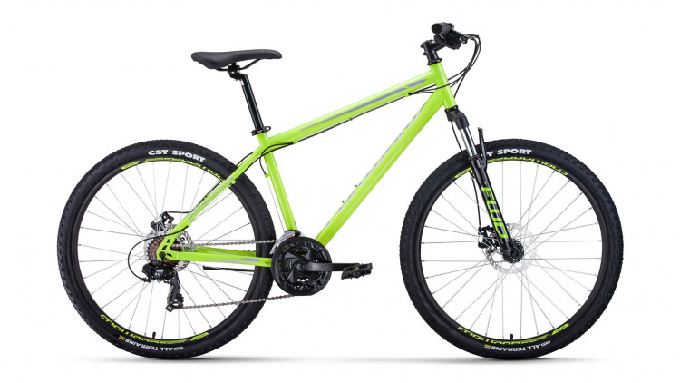 велосипед FORWARD SPORTING 27,5 2.0 disc (27,5" 21 ск. рост 19") 2019-2020, светло-зеленый/серый