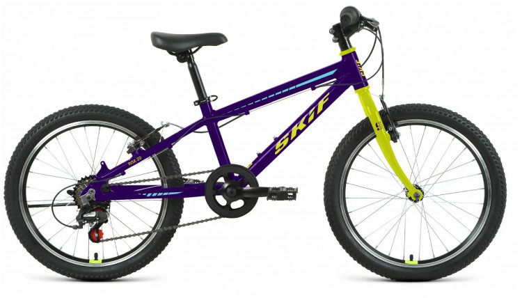 Велосипед SKIF RISE 20 (20" 7 ск.) 2022, фиолетовый/желтый