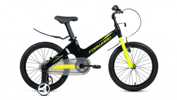 Велосипед FORWARD COSMO 18 (18" 1 ск.) 2022, черный/зеленый