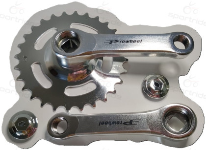 Комплект шатунов с вед. звездой, RS-101, 28T, 102 мм, 9/16", SQR, сталь, хром