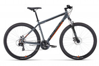Велосипед FORWARD APACHE 29 2.0 D CLASSIC (29" 21 ск. рост. 21") 2022, серый матовый/оранжевый