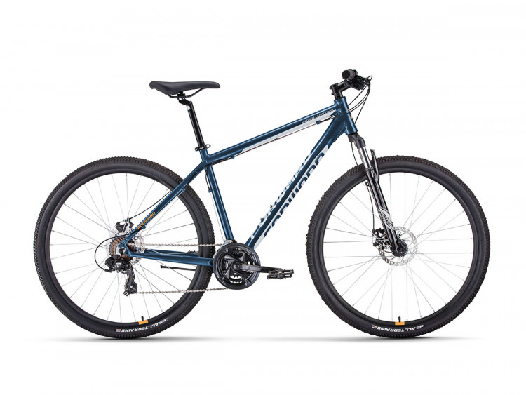 Велосипед FORWARD APACHE 29 2.0 D CLASSIC (29" 21 ск. рост. 21") 2022, темно-синий/серебристый
