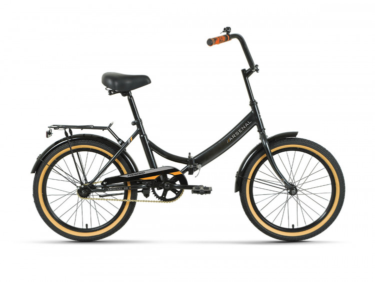 Велосипед FORWARD ARSENAL 20 X (20" 1 ск. рост. 14" скл.) 2022, черный/золотой
