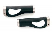 Ручки руля VENZO COMFORT VZ-E05-005, 138mm,серый металик, черно-белые, кожа, серебр фикс