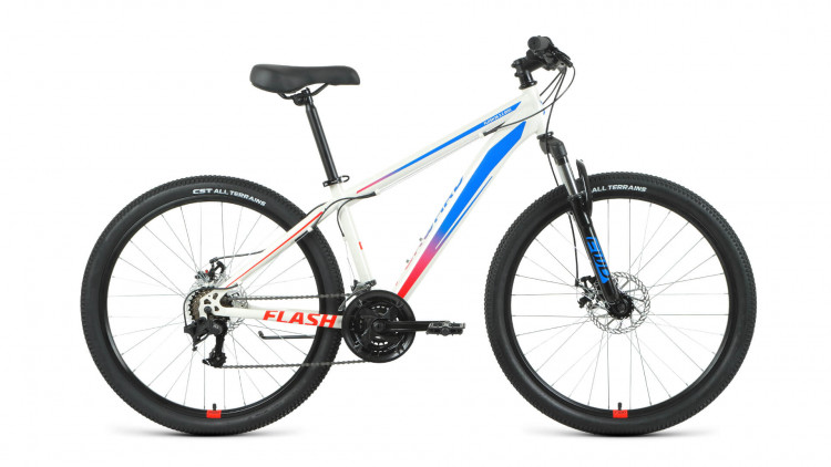 Велосипед FORWARD FLASH 26 2.2 D (26" 21 ск. рост. 17") 2022, белый/голубой