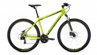 велосипед FORWARD APACHE 29 3.0 disc (29" 21 ск. рост 17") 2019-2020, желтый/черный