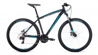 велосипед FORWARD NEXT 29 2.0 disc (29" 24 ск. рост 19") 2019-2020, черный/бирюзовый