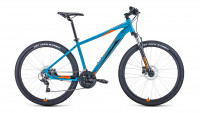 Велосипед FORWARD APACHE 27,5 3.2 disc (27,5" 21 ск. рост 17") 2020-2021, бирюзовый/оранжевый