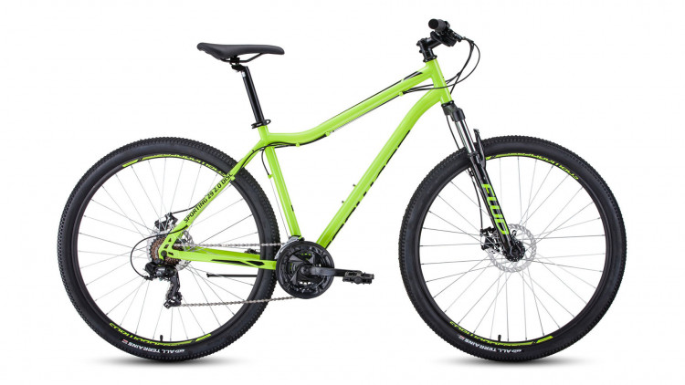 велосипед FORWARD SPORTING 29 2.0 disc (29" 21 ск. рост 19") 2019-2020, светло-зеленый/черный