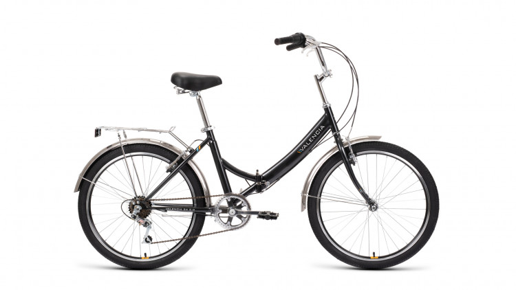 Велосипед FORWARD VALENCIA 24 2.0 (24" 6 ск. рост. 16" скл.) 2022, черный/оранжевый