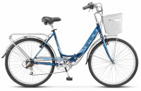 Велосипед STELS Pilot-850 V 26" (19", 6 ск., Темно-синий) Z010 с корзинкой