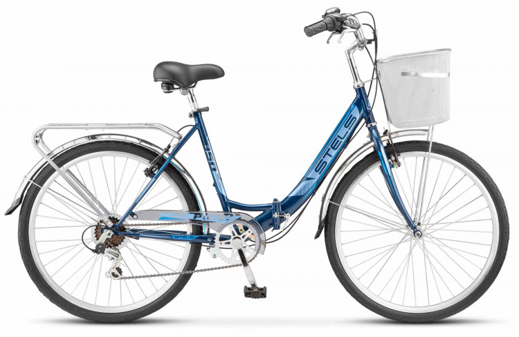 Велосипед STELS Pilot-850 V 26" (19", 6 ск., Темно-синий) Z010 с корзинкой