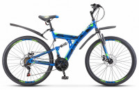STELS Велосипед Focus MD 27.5" 21-sp V010 (19" Синий/неоновый зеленый)