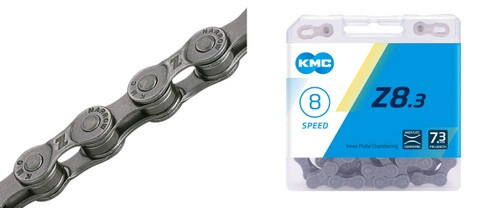Цепь Z8.3 KMC 1/2"х3/32" для 7-8 скор. кассет,116 звеньев, с замком CL371 в инд.уп