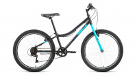 Велосипед ALTAIR MTB HT 24 1.0 (24" 6 ск. рост. 12") 2022, черный/голубой