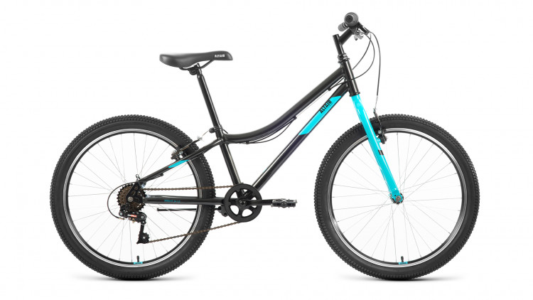Велосипед ALTAIR MTB HT 24 1.0 (24" 6 ск. рост. 12") 2022, черный/голубой