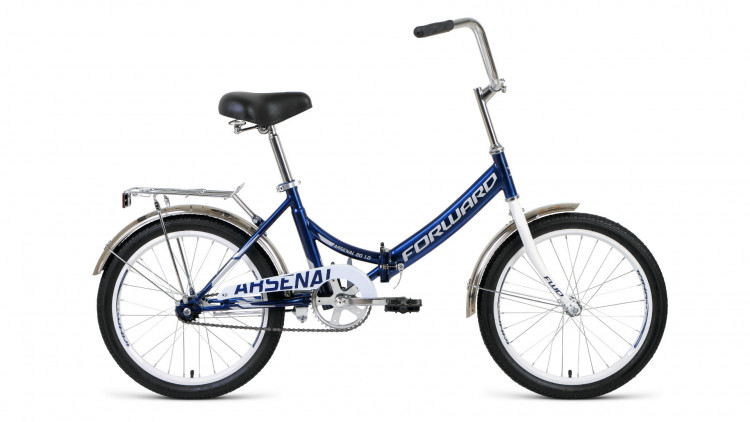 Велосипед FORWARD ARSENAL 20 1.0 (20" 1 ск. рост 14" скл.) 2020-2021, темно-синий/серый, RBKW1YF01012