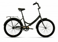 Велосипед FORWARD VALENCIA 24 X (24" 1 ск. рост. 16" скл.) 2024, черный-мат/золотистый
