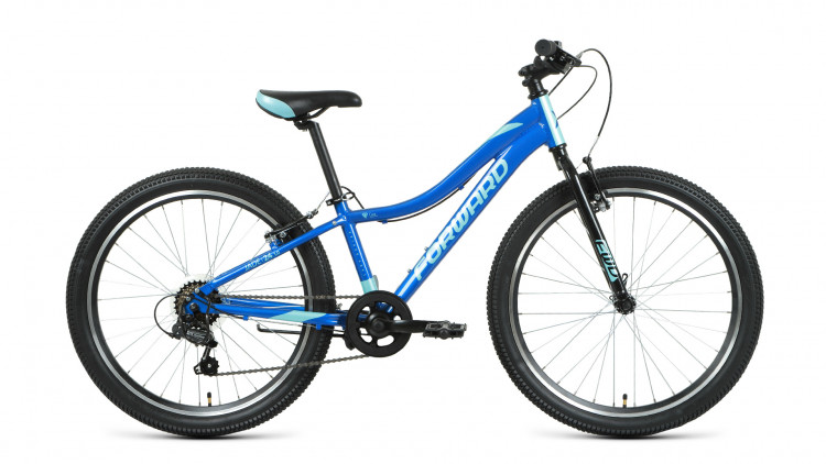 Велосипед FORWARD JADE 24 1.0 (24" 7 ск. рост. 12") 2022, синий/бирюзовый