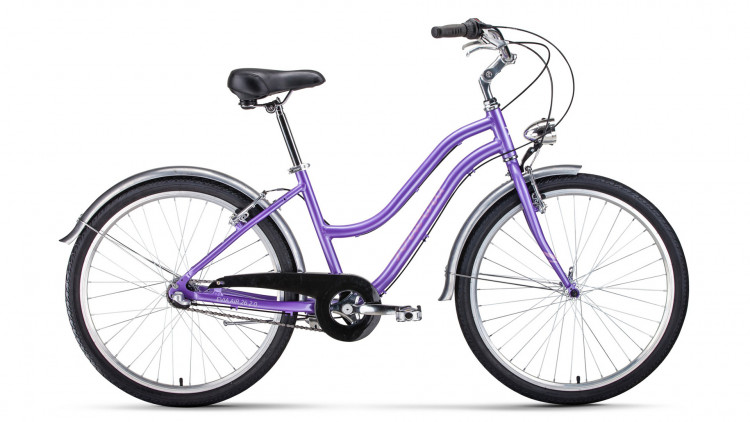 Велосипед FORWARD EVIA AIR 26 2.0 (26" 3 ск. рост 16") 2020-2021, фиолетовый/белый