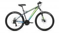 Велосипед FORWARD FLASH 26 2.0 D (26" 21 ск. рост. 17") 2022, серый матовый/ярко-зеленый