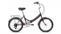 Велосипед FORWARD ARSENAL 20 2.0 (20" 6 ск. рост 14" скл.) 2020-2021, темно-синий/оранжевый