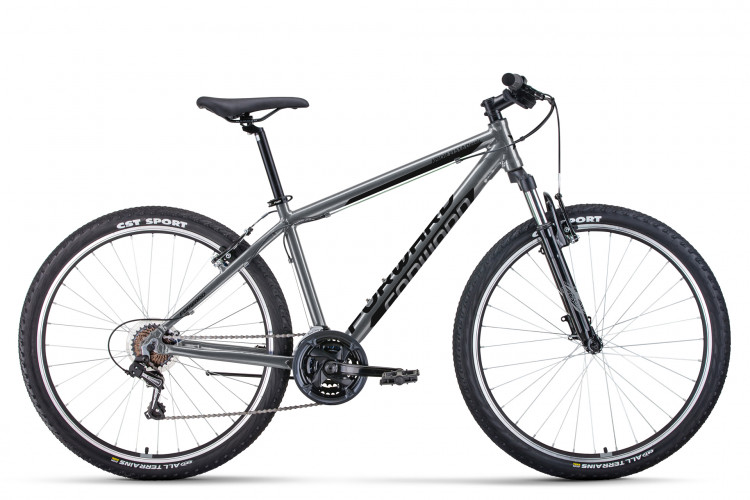 Велосипед FORWARD APACHE 27,5 1.0 CLASSIC (27,5" 21 ск. рост. 17") 2022, серый/черный